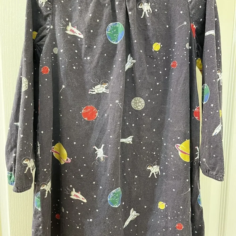 Mini Boden Sprout in Space Tunic Dress Space Dogs Planets Girls Size 5-6